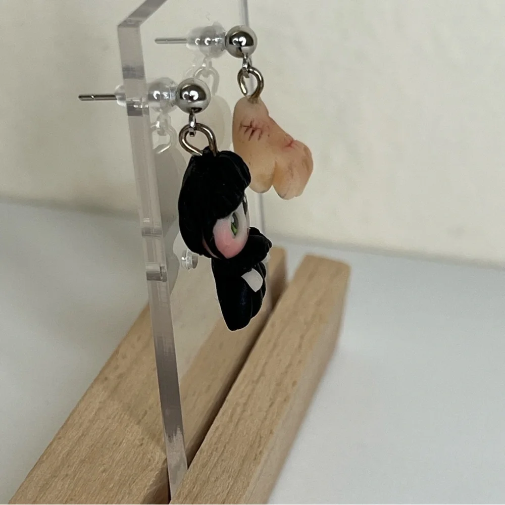 Wednesday Addams Clay Handmade Earrings - Picture 6 of 8